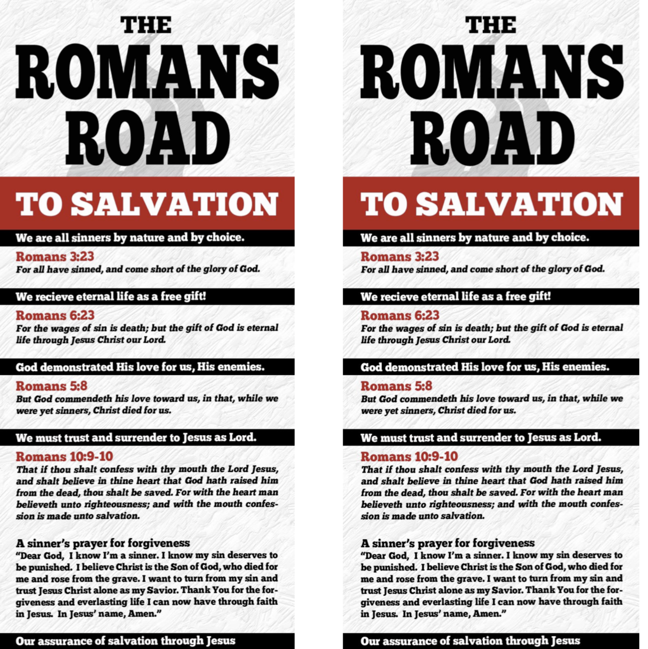 The Roman Road To Salvation Printable Tract